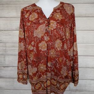 Lucky Brand Top/ boho/ peasant/ tunic size large.